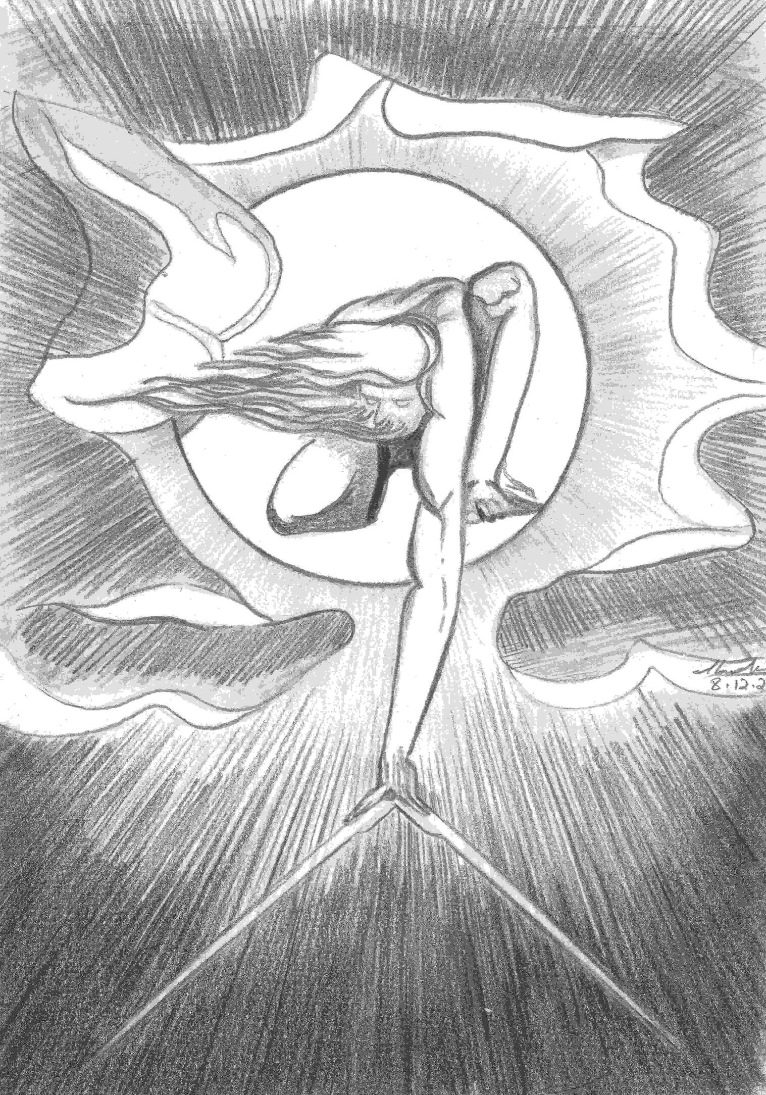 The Ancient of Days (after William Blake), Pencil on paper, 29.7x21cm